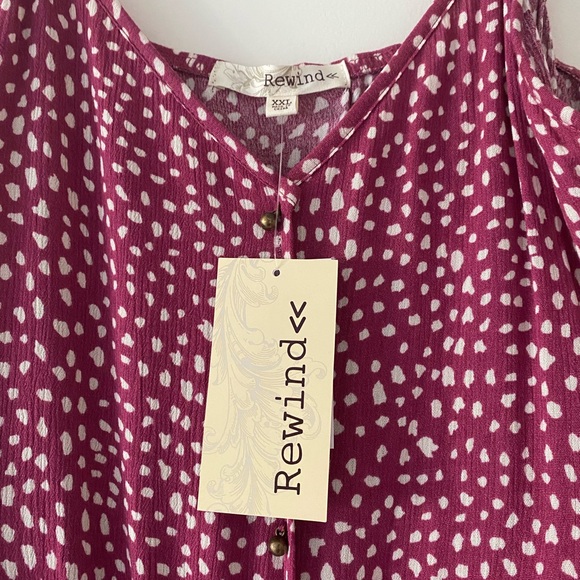 🆕 Rewind Kohls Pink Cheetah Polka Dot High Low Button Maxi Ruffle Dress - Picture 4 of 7